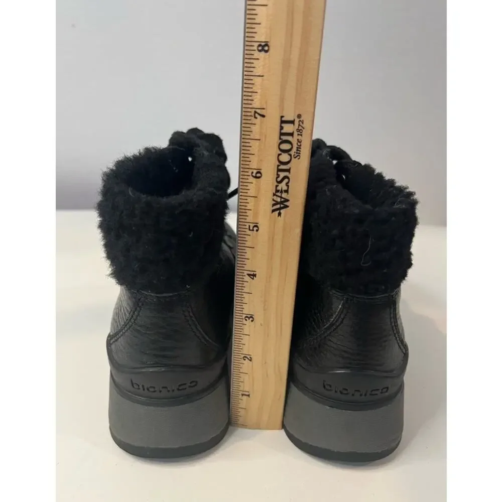 BIONICA WOMEN’s‎  BLACK LEATHER ALL WEATHER SUPPLE LACE UP ANKLE BOOTS 6.5